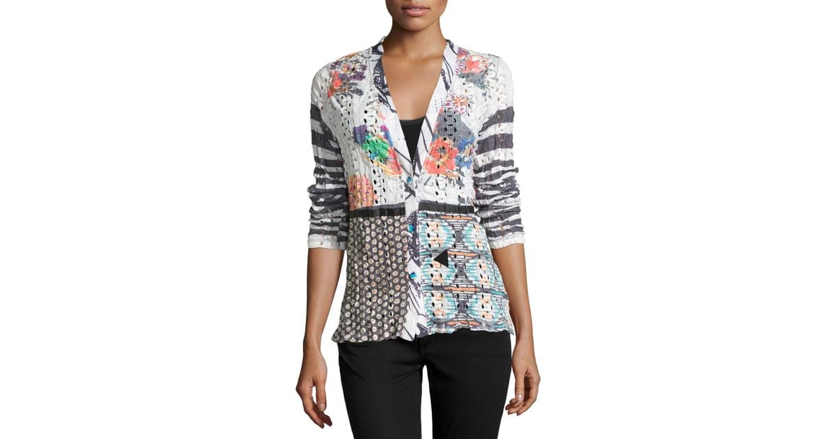 Alberto makali Patchwork Stretch-knit Cardigan in Multicolor (WHITE) Lyst