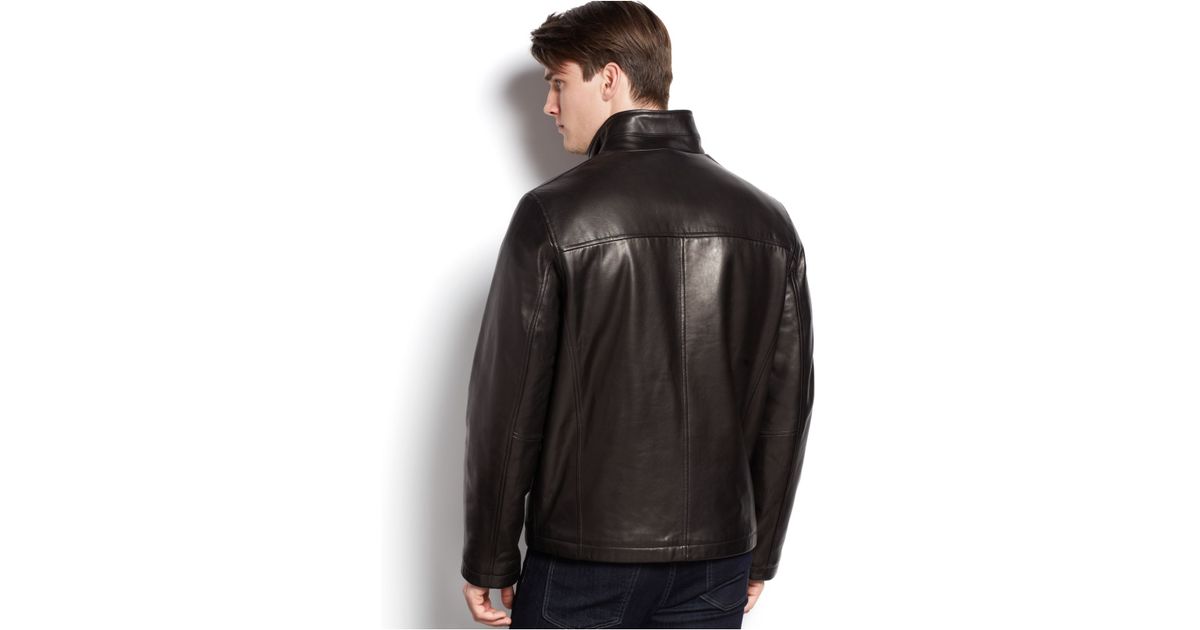 Lyst Cole Haan Signature Stand Collar Leather Jacket In Black For Men