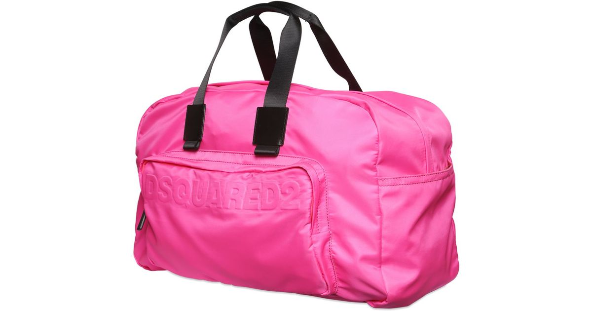 Dsquared² Pink Neon Nylon Duffle Bag