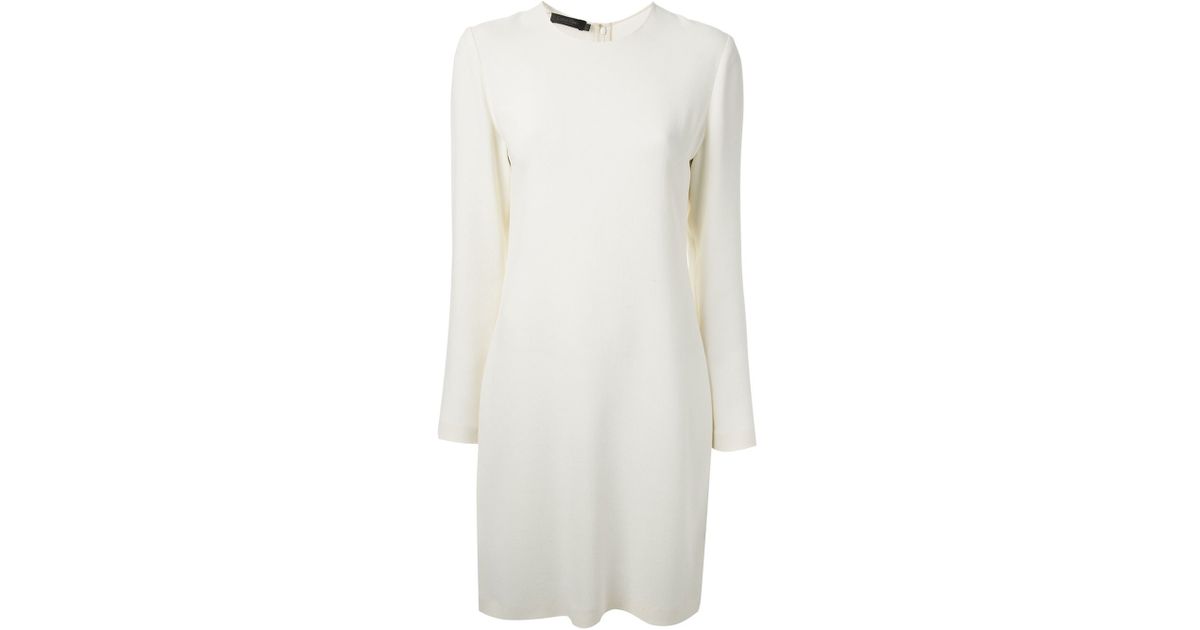 Lyst - Calvin Klein Long Sleeved Dress in White