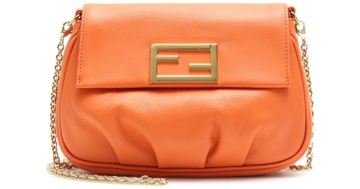 Lyst Fendi Sta Mini Leather Shoulder Bag In Orange