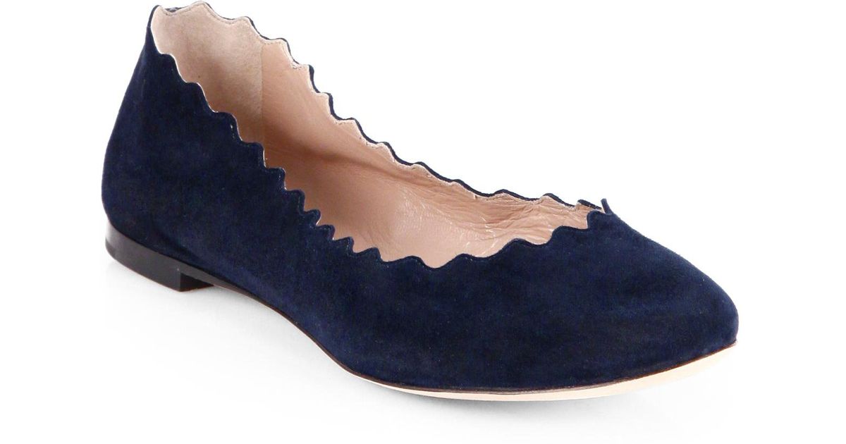 chloe scalloped suede ballet flats