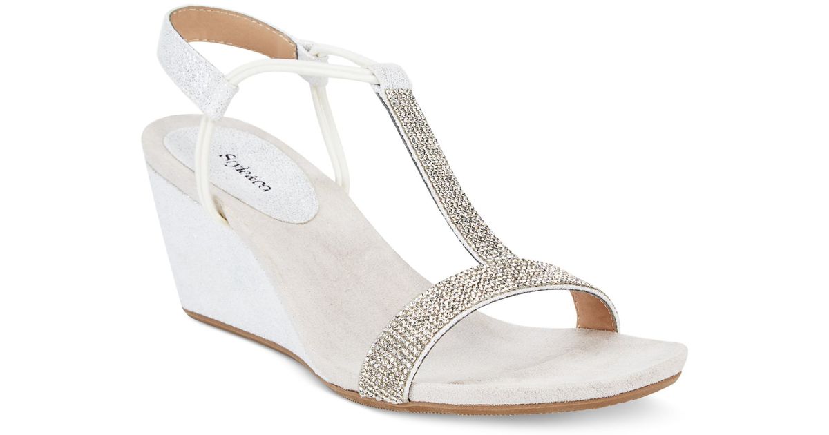Style & co. Style&co. Mulan2 Embellished Evening Wedge Sandals, Only At Macy&#39;s in White (White ...
