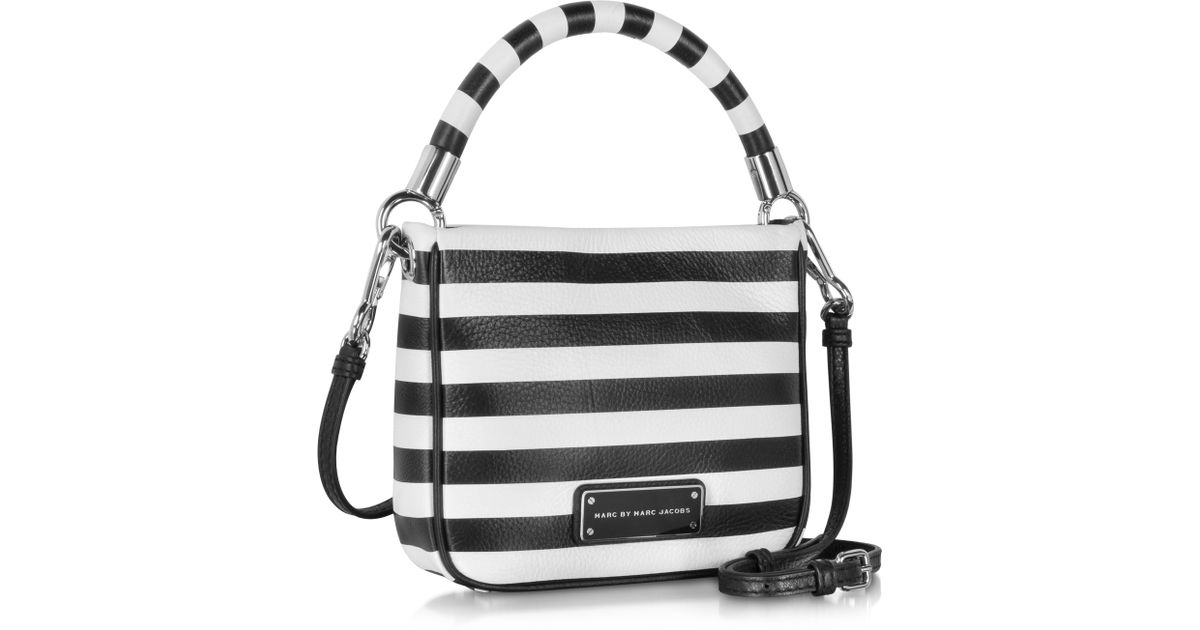 Lyst Marc By Jacobs Too Hot To Handle Hoctor Black And White Lyst Marc By Jacobs Too Hot To Handle Hoctor Black And White Stripe Leather Crossbody Bag In
