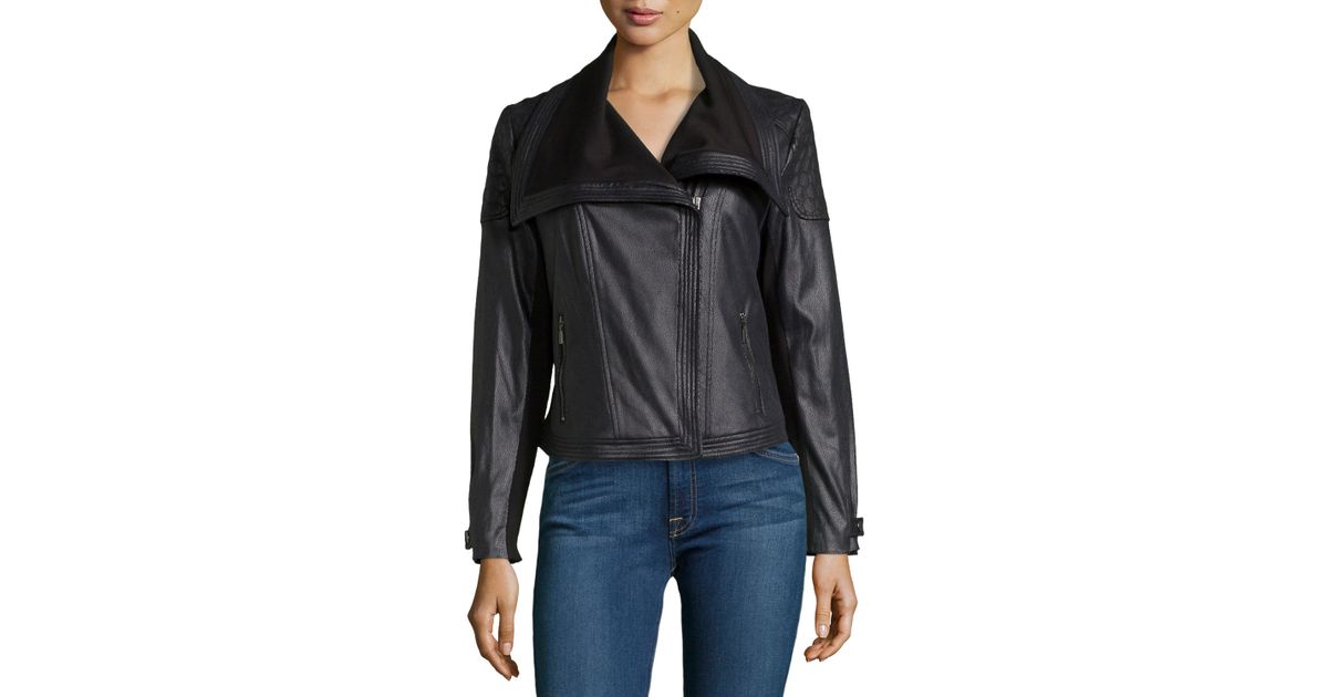 Lyst Catherine Malandrino Maurice Faux Leather Moto Jacket W Zip Lyst Catherine Malandrino Maurice Faux Leather Moto Jacket W Zip Pockets In Black