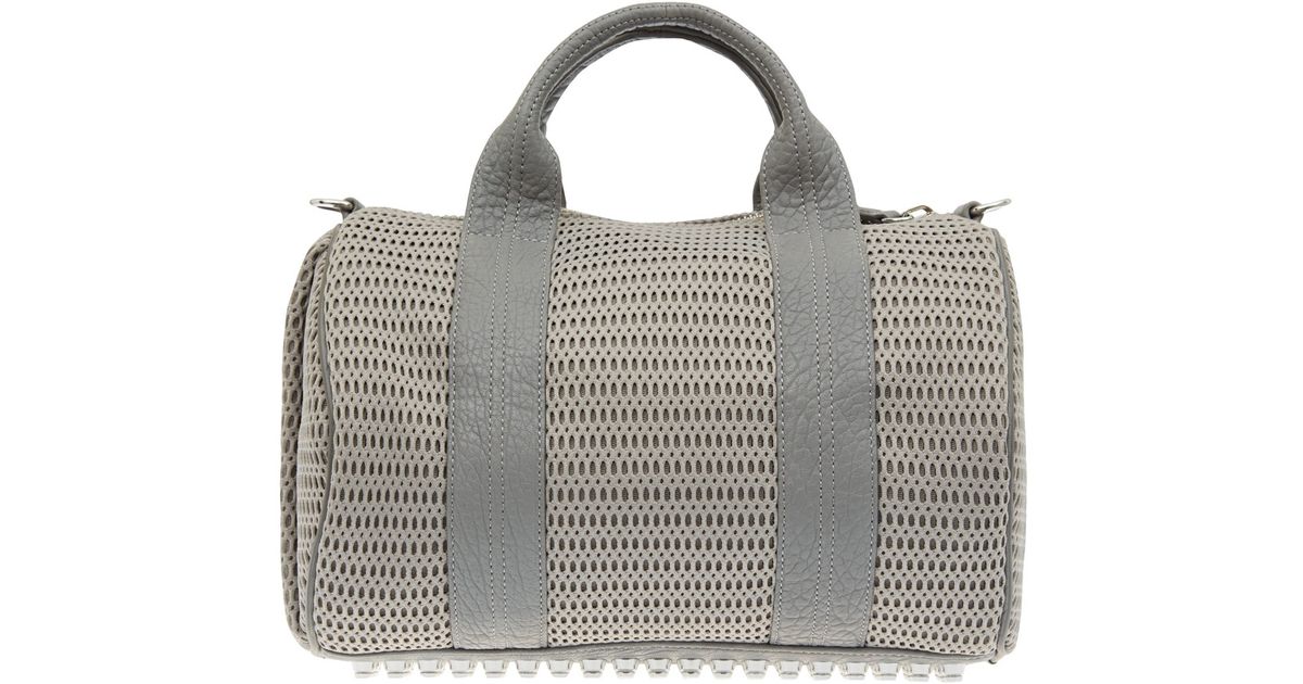 Alexander Gray Grey Rocco Leather And Mesh Bag