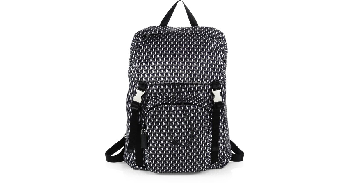 Prada Octagon Print Nylon Backpack in Gray for Men (GREY-MULTI) | Lyst  