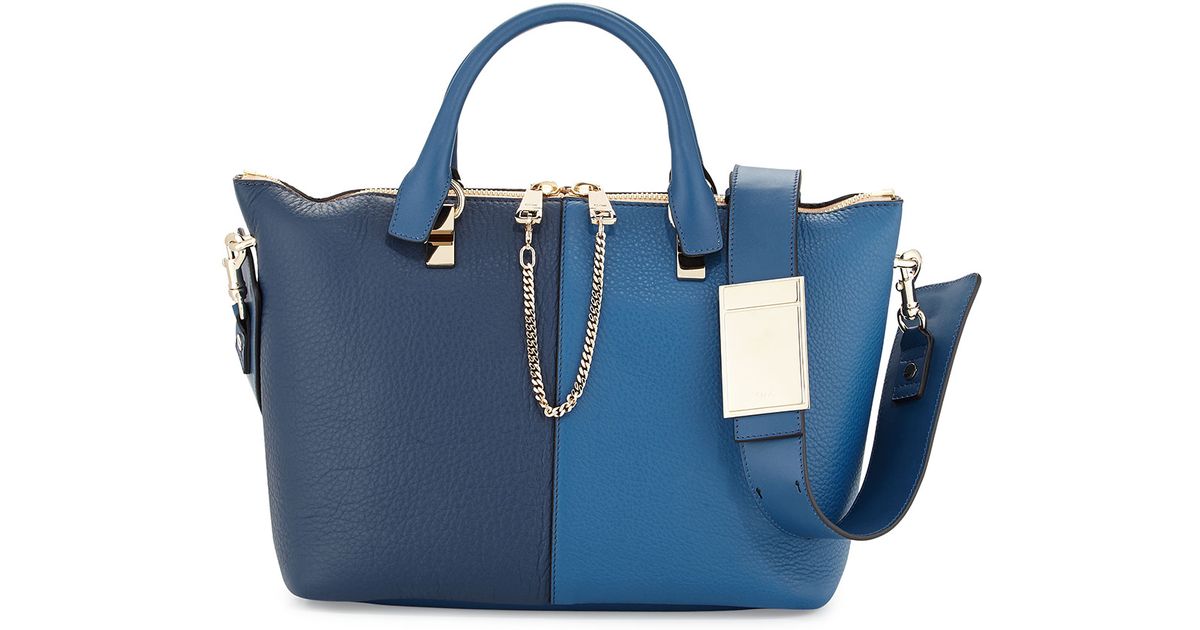 Chlo Baylee Medium Bicolor Shoulder Bag in Blue (COBALT/NAVY) | Lyst