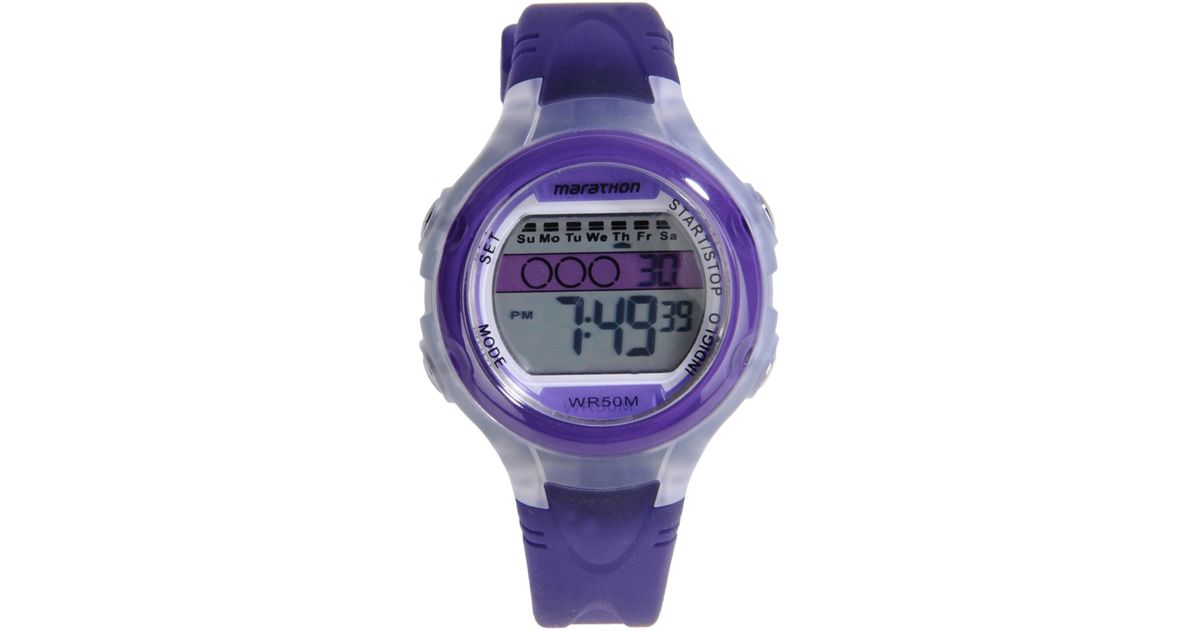 purple wrist watch