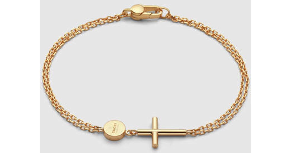 Lyst - Gucci Bracelet With Cross And Tag in Metallic for Men