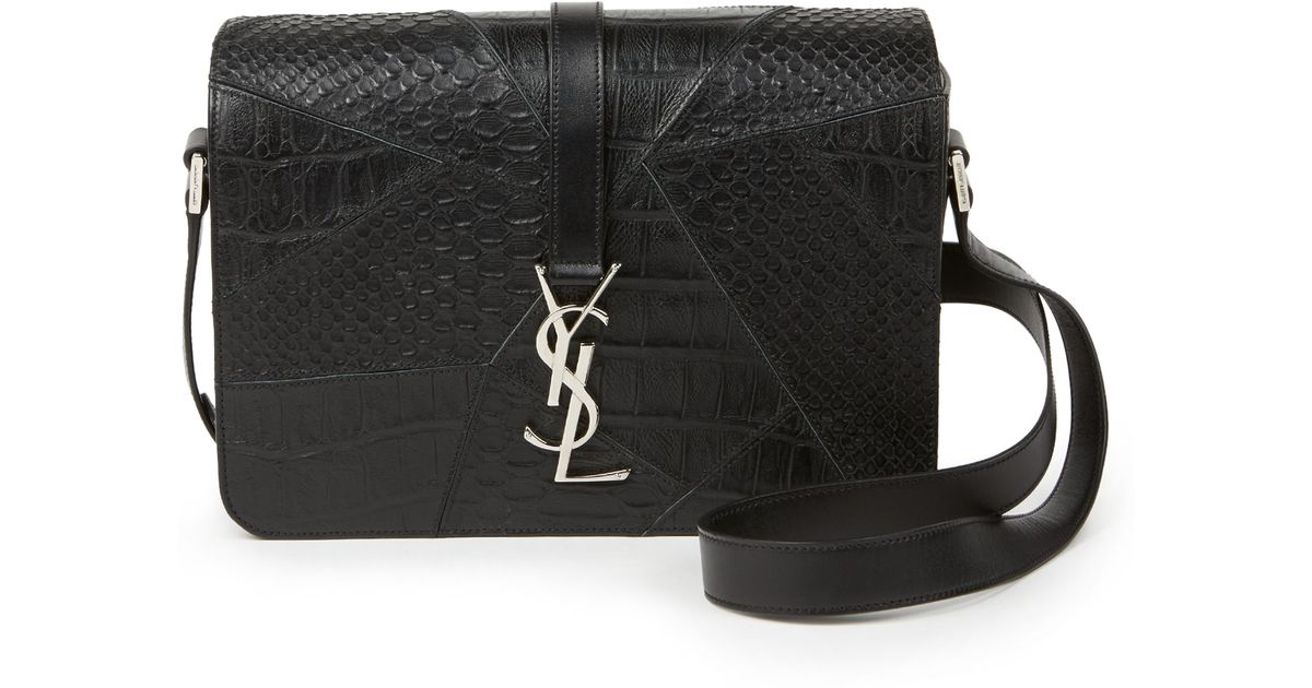 Saint laurent Monogram Universite Medium Patchwork Reptile ...