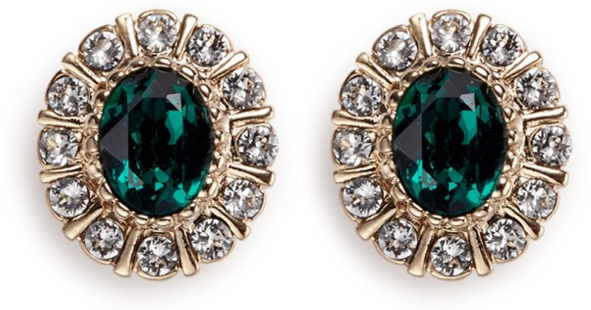 Givenchy Swarovski Crystal Pavé Earrings in Green Lyst