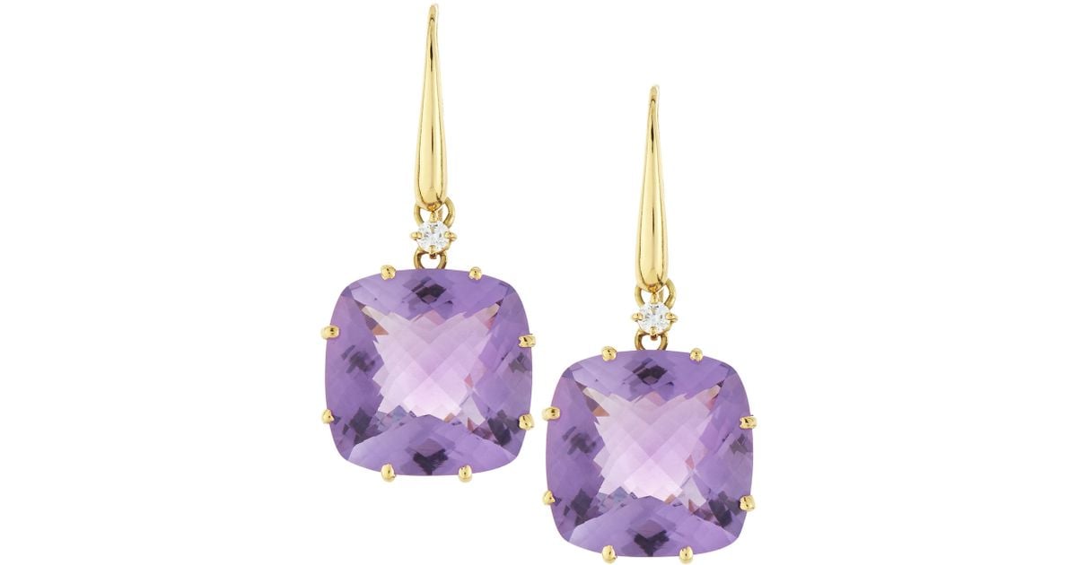 Lyst Roberto Coin 18k Gold Ipanema Diamond Square Amethyst Lyst Roberto Coin 18k Gold Ipanema Diamond Square Amethyst Earrings In Purple