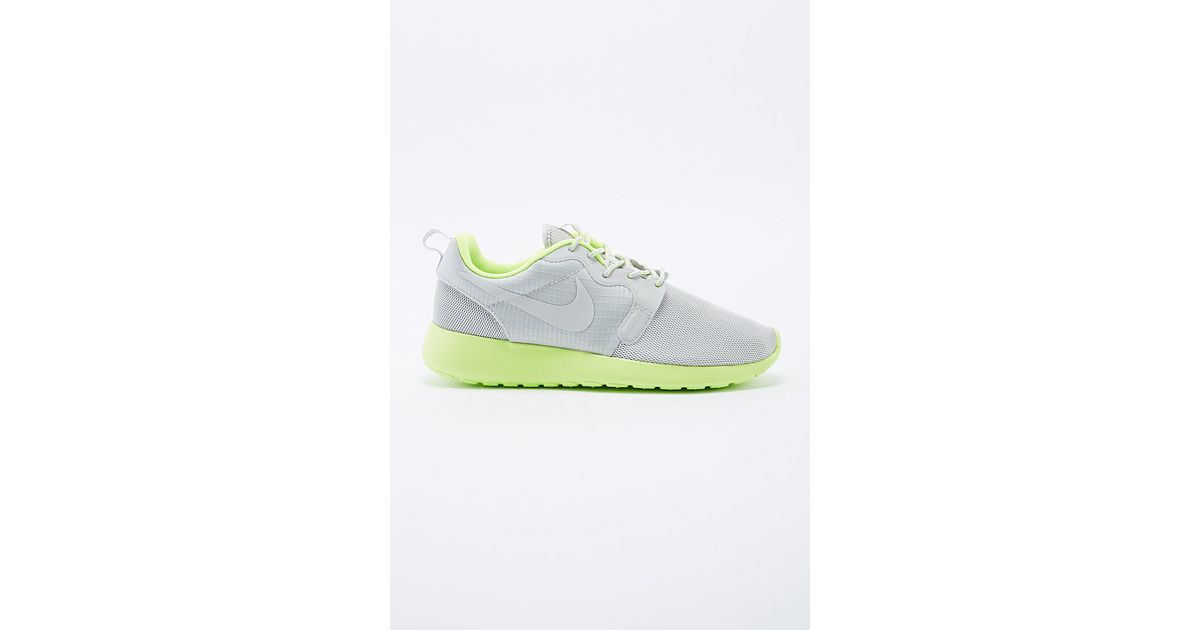 Nike Roshe Run Trainers In Grey And Lime Green Nike Roshe Run Trainers In Grey And Lime Green