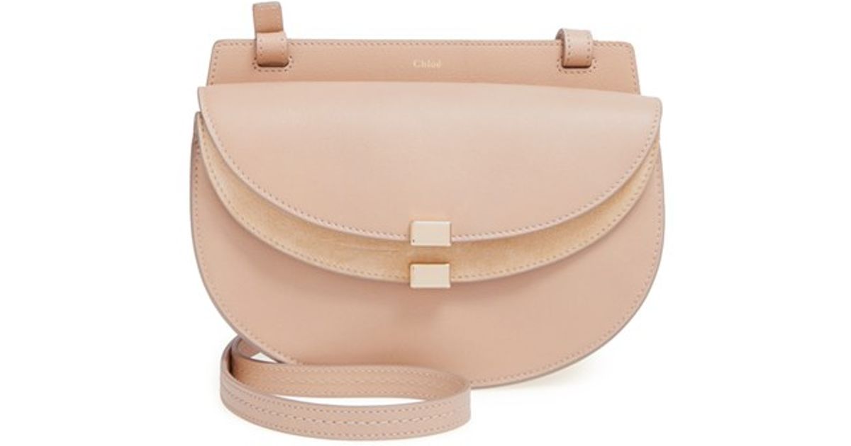 Chlo Mini Georgia Leather Cross-Body Bag in Pink (MERINO GREY) | Lyst