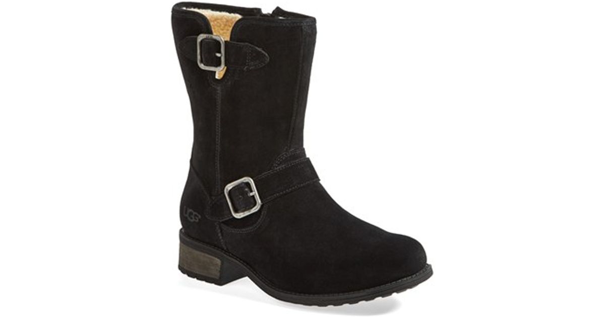 Lyst - UGG 'chaney' Water Resistant Suede Moto Boot in Black