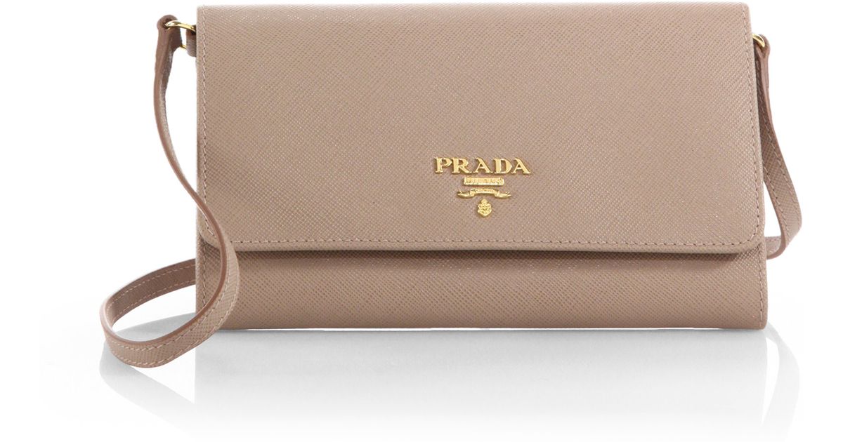 Lyst Prada Saffiano Mini Crossbody Bag In Natural