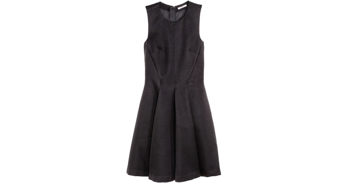 H M Textured Dress In Black Lyst