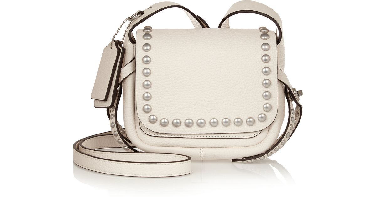 Lyst Coach Dakotah Studded Textured Leather Shoulder Bag In White