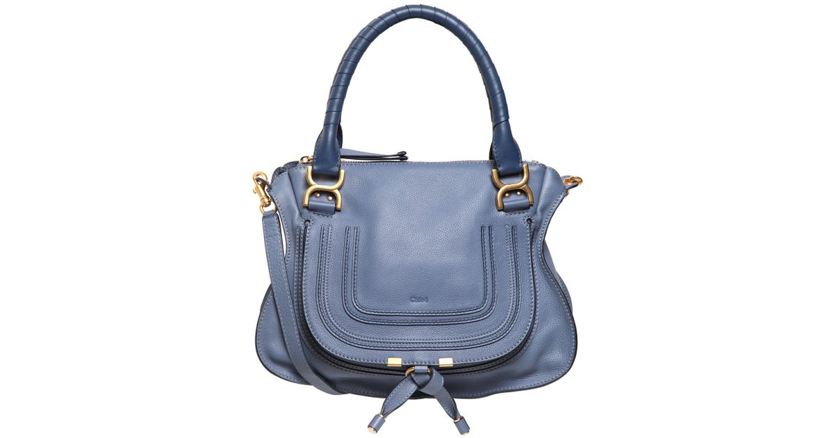 Chlo Medium Marcie Textured Leather Bag in Blue (STREET BLUE) | Lyst  