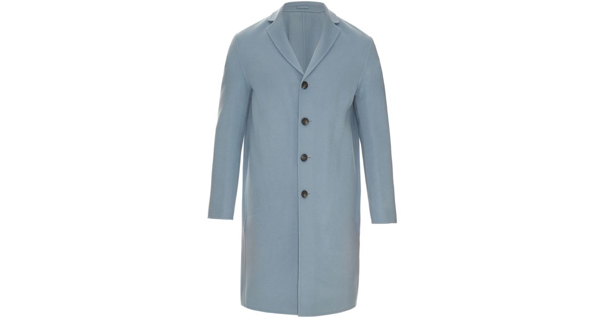 Asos Wool Peacoat With Borg Collar In Blue For Men Lyst Acne Studios Charlie Wool And Cashmere Blend Coat In Blue For Men Lyst