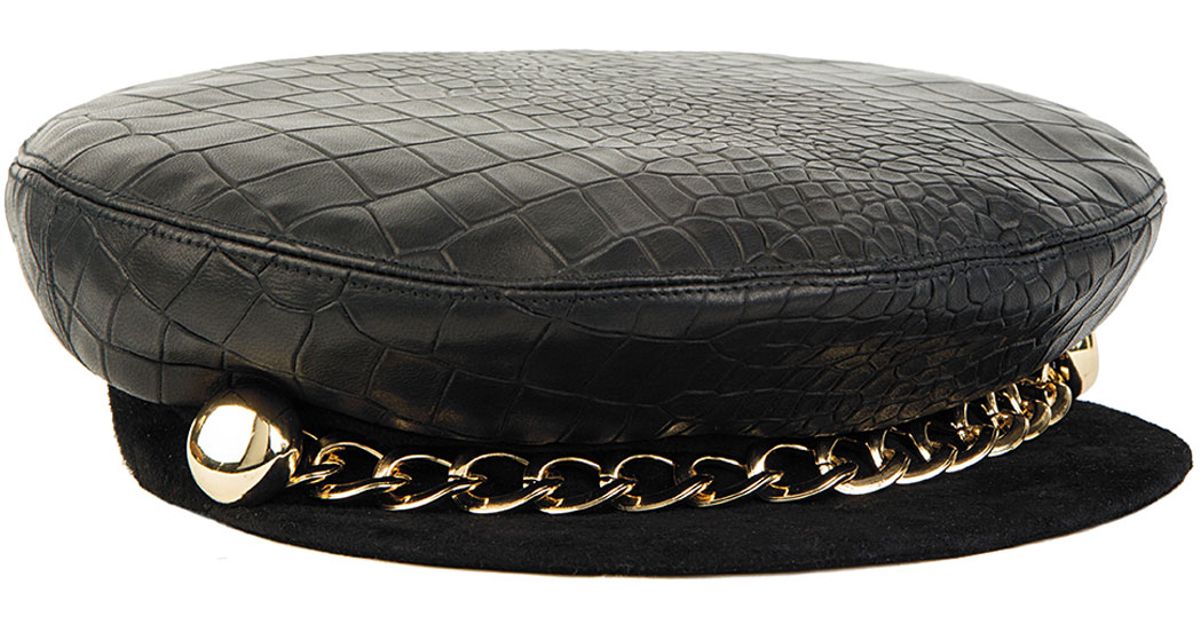 Lyst - Eugenia Kim Marina Leather Captain's Hat in Black