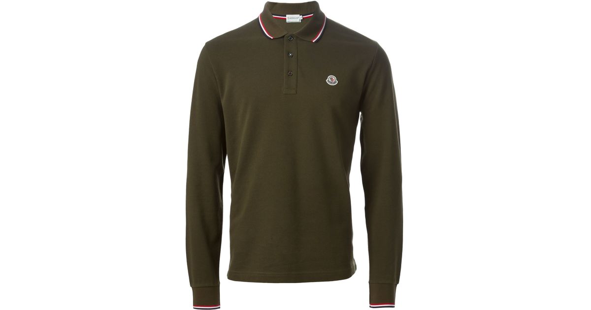 moncler long sleeve polo green moncler long sleeve polo green