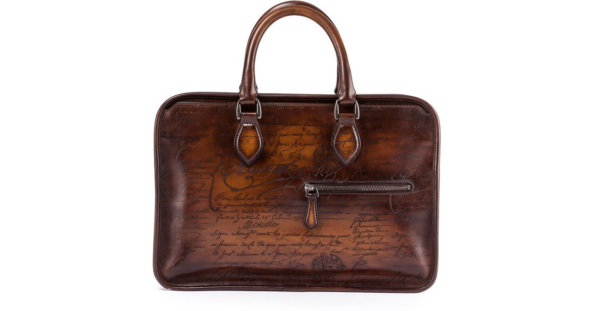 Lyst Berluti Un Jour Scritto Leather Briefcase In Brown For Men