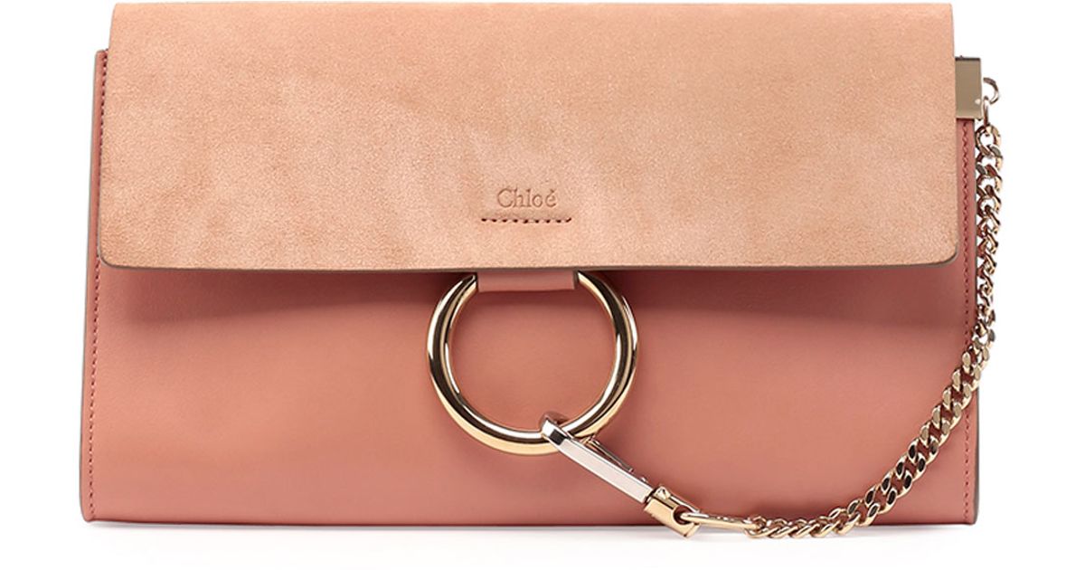Lyst Chloé Faye Leather Suede Clutch Bag In Pink