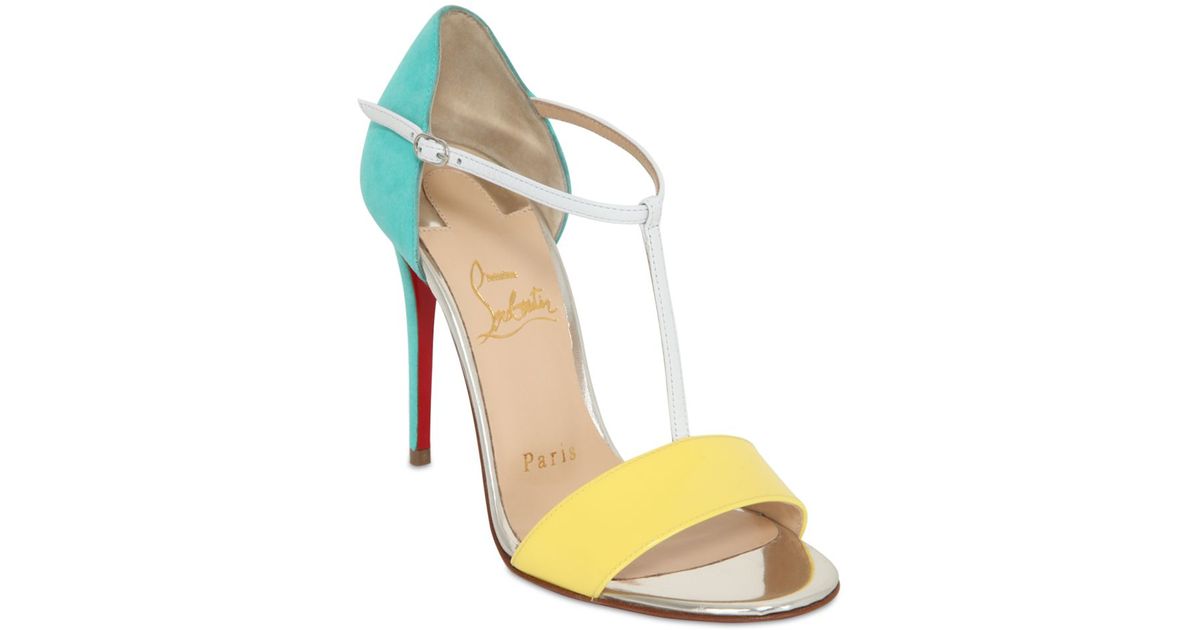 Christian louboutin 100mm True Blue Patent Leather Sandals in Blue ...  