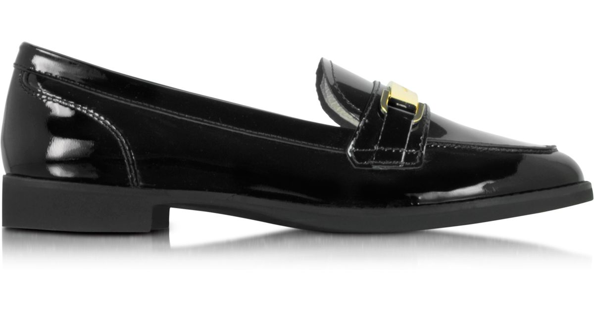 Michael kors Ansley Black Patent Leather Loafer in Black | Lyst