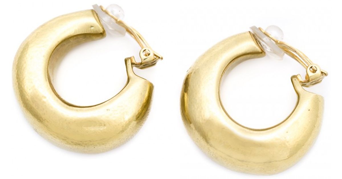Lyst Vaubel Flat Hoop Clip Earrings In Metallic