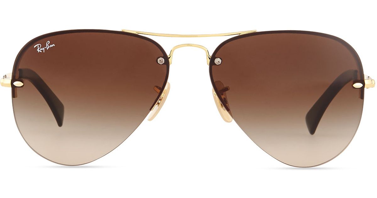 Ray-ban Semi-rimless Aviator Sunglasses in Metallic for