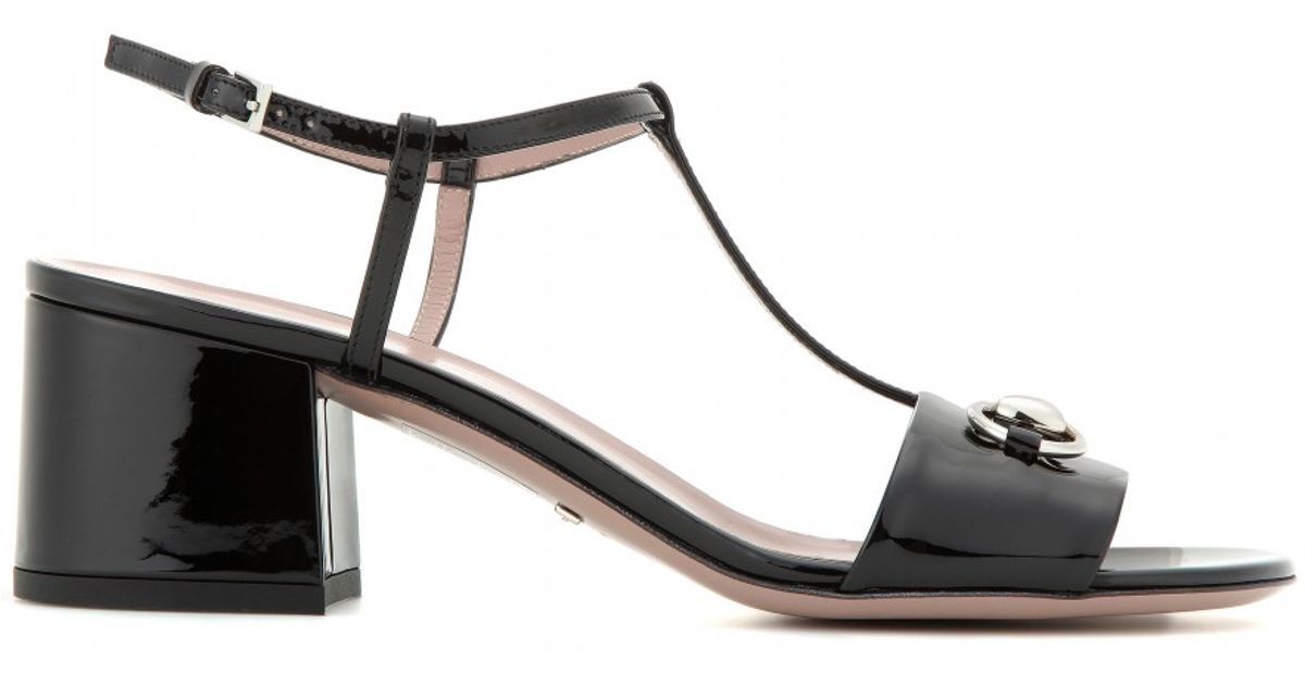 Lyst Gucci Leather T Bar Sandals In Black