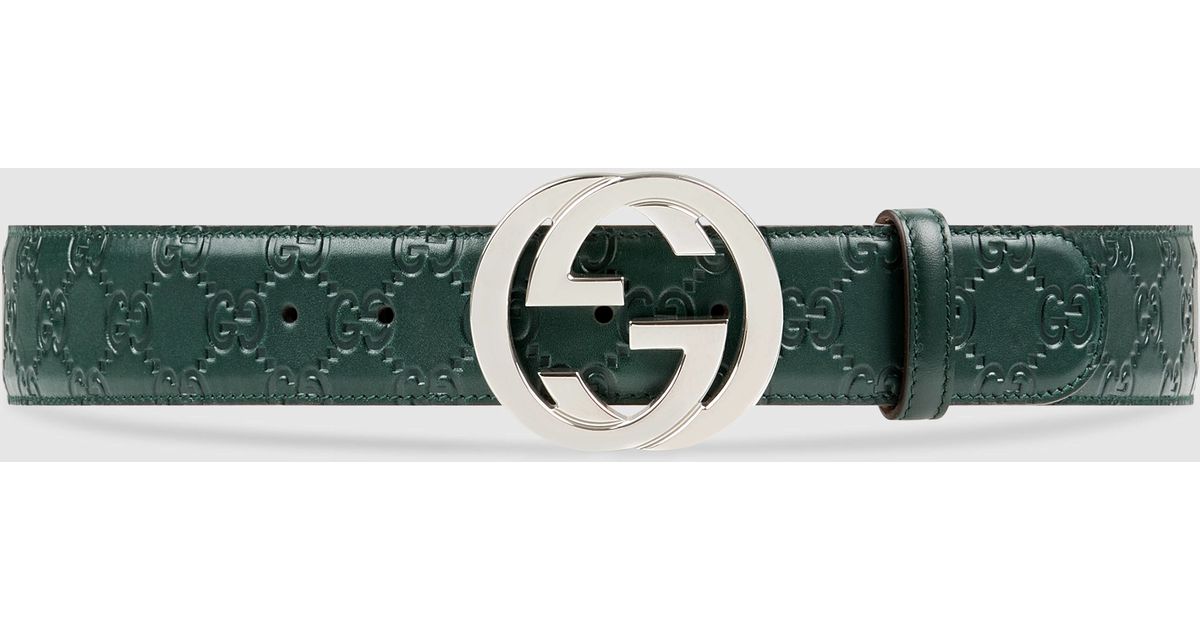Gucci Signature Belt With G Buckle in Green for Men (green gucci signature) | Lyst