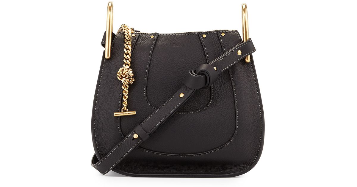 Chlo Hayley Mini Grained-Leather Hobo in Black | Lyst