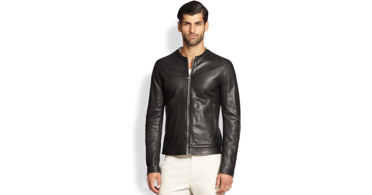 Dolce Gabbana Perforated Nappa Leather Jacket In Black For Men Dolce Gabbana Perforated Nappa Leather Jacket In Black For Men Lyst