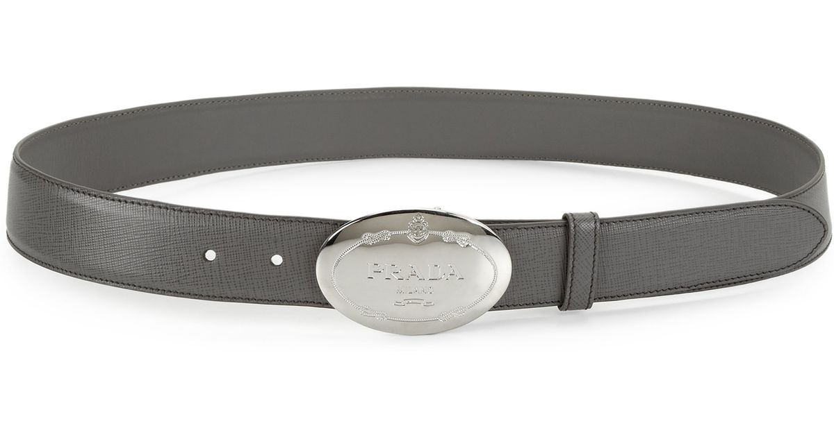 Prada Cinture Leather Belt in Gray (GREY) | Lyst  