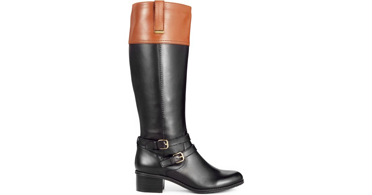 bandolino black leather riding boots