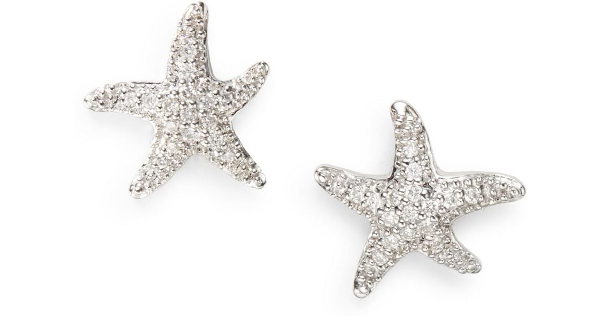 Lyst Saks Fifth Avenue Diamond 14k White Gold Starfish Earrings Lyst Saks Fifth Avenue Diamond 14k White Gold Starfish Earrings In