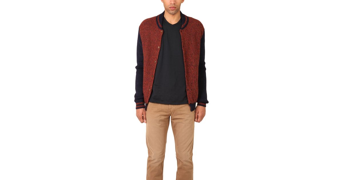 Monsieur lacenaire Knitted Varsity Jacket in Brown for Men Lyst
