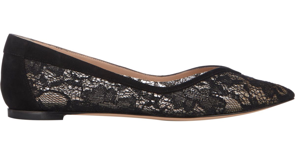 black lace ballet flats