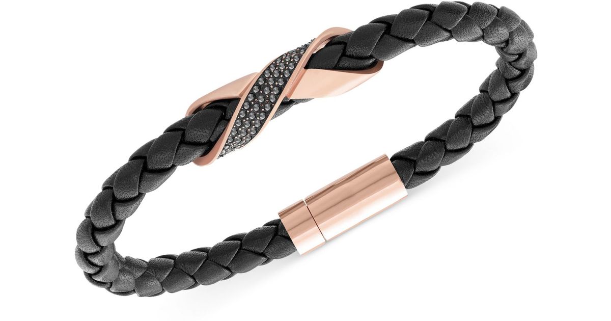 Lyst Swarovski Men S Cross Rose Gold Tone Black Leather Bracelet Lyst Swarovski Men S Cross Rose Gold Tone Black Leather Bracelet In For