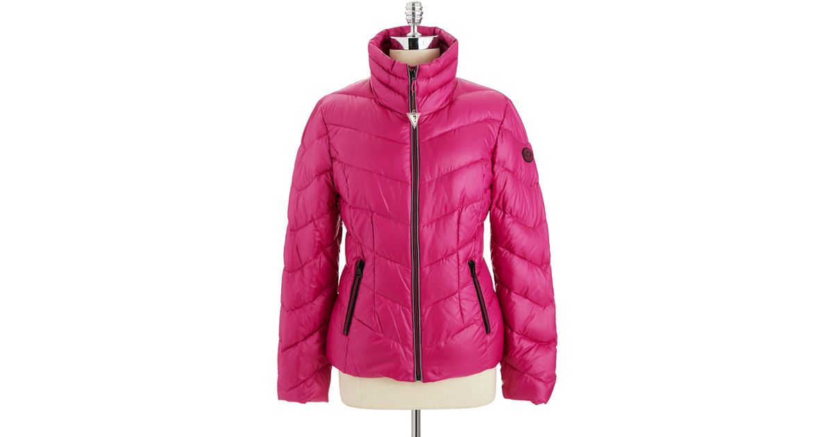Lyst - Guess Puffer Jacket in Pink