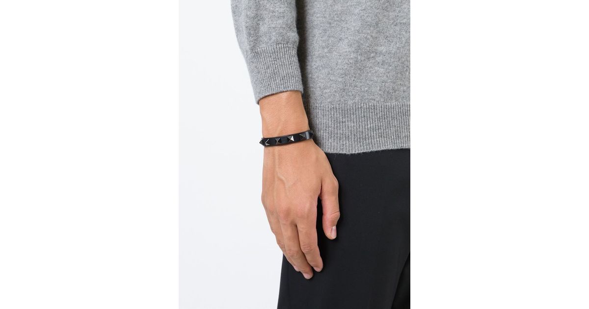 Valentino Rockstud Bracelet In Black For Men Lyst