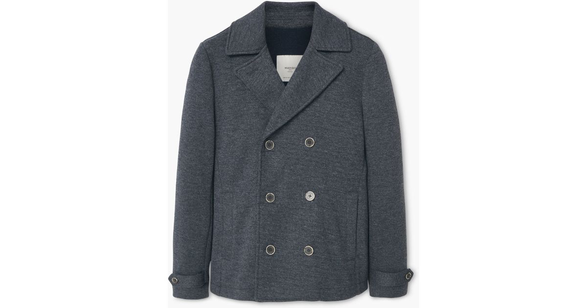 Mango Wool Blend Peacoat In Black For Men Lyst Cotton Peacoat Grey Ted Baker Uk Gallery Men S Coats Express