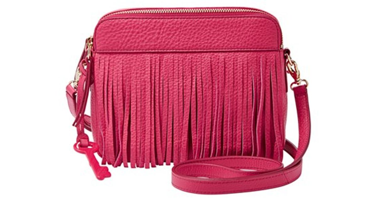 Lyst Fossil Sydney Fringe Leather Crossbody In Red