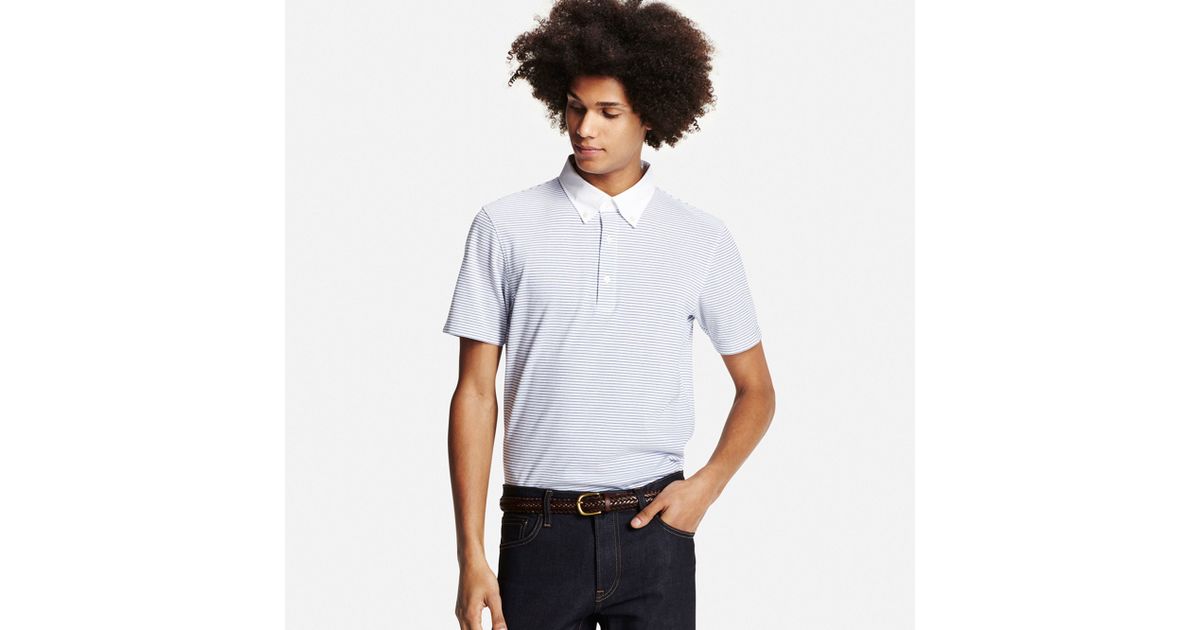  Uniqlo  Men s Dry Button  down  Collar Polo  Shirt in White 