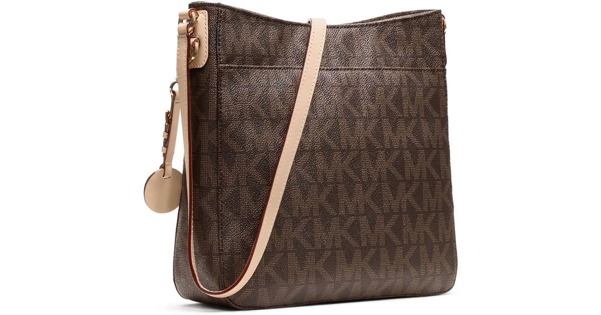 Michael Kors Brown Jet Set Large Travel Logo Messenger Bag
