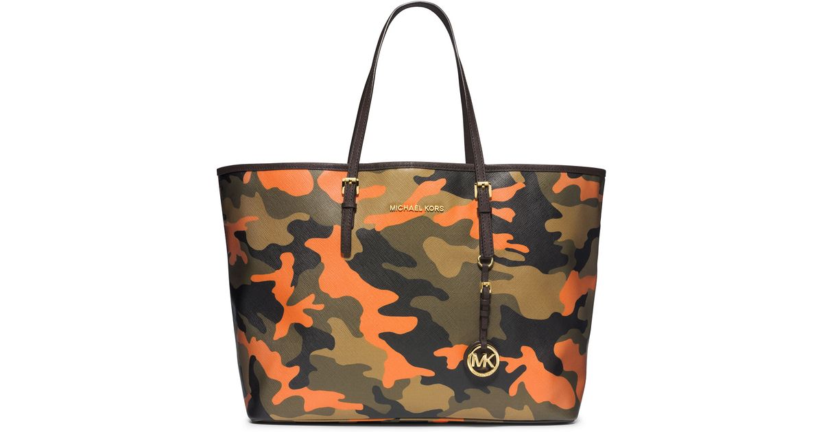 Lyst Michael Kors Medium Jet Set Camo Travel Tote In Green